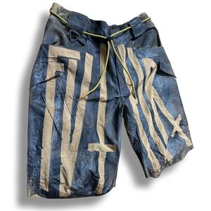 One of one, hand painted stylish Blue and Beige Men's Shorts